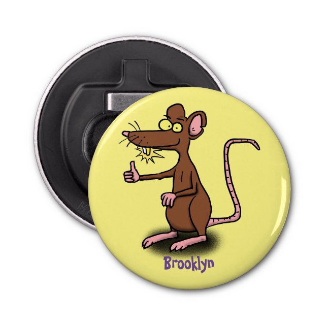 Cute brown rat thumbs up cartoon bottle opener (Front)