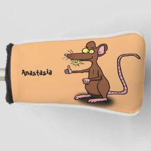 Cute brown rat thumbs up cartoon golf head cover