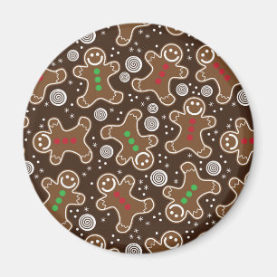 Cute Brown Red Green Christmas Gingerbreads Magnet