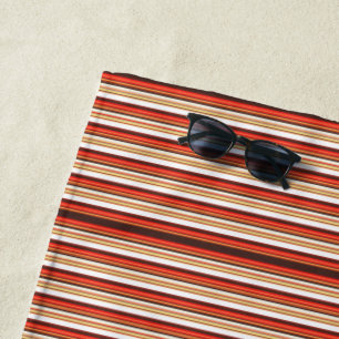 Cute brown red stripes beach towel