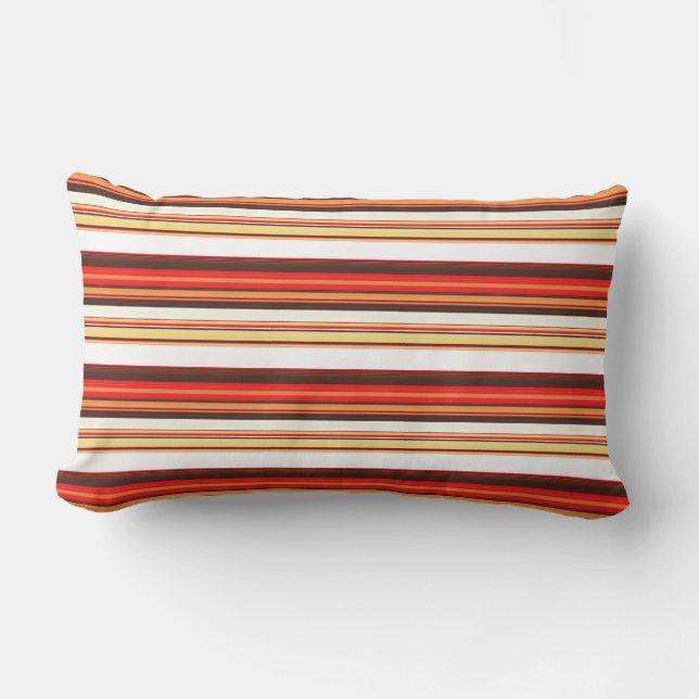 Cute brown red stripes lumbar cushion (Front)