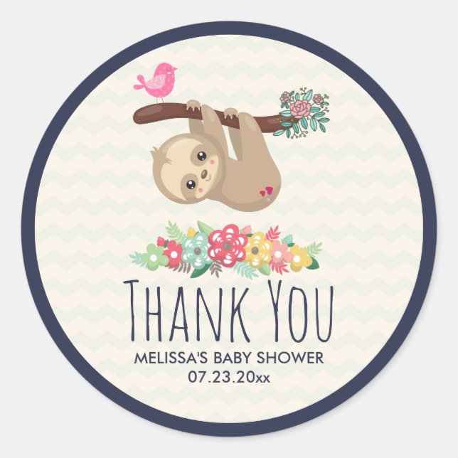 Cute Brown Sloth Hanging Upside down Classic Round Sticker (Front)