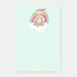 Cute Brown Sloth, Meditating on a Cloud Post-it Notes
