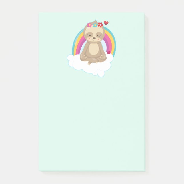 Cute Brown Sloth, Meditating on a Cloud Post-it Notes (Front)