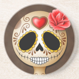 Cute Brown Sugar Skull Coaster