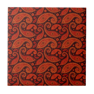 Cute brown swirl paisley patterns tile