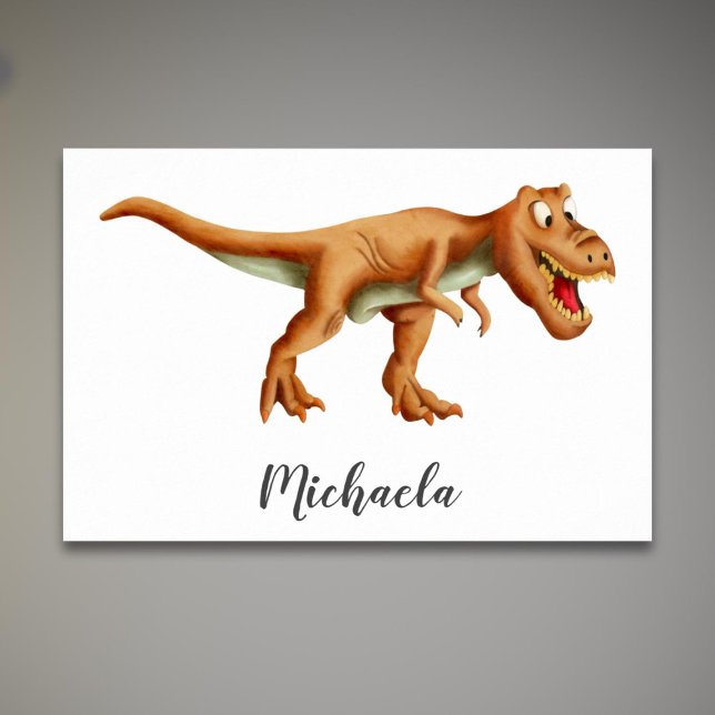 Cute Brown T-Rex Dinosaur with Roar Kid's Room  Poster (Creator Uploaded)