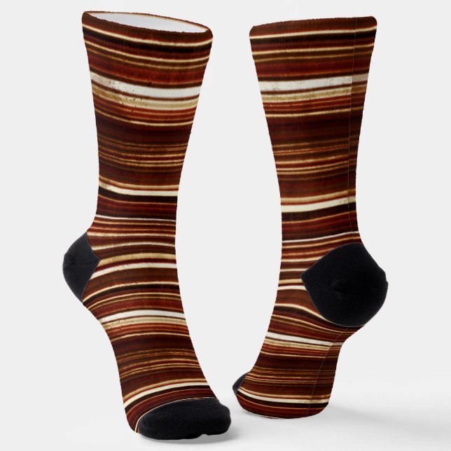 cute brown tan rust stripe pattern tiled  socks (Angled)