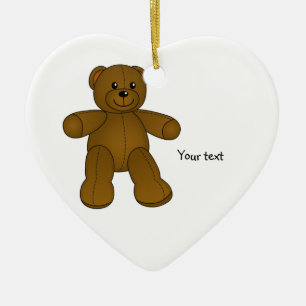 Cute brown teddy bear ceramic tree decoration