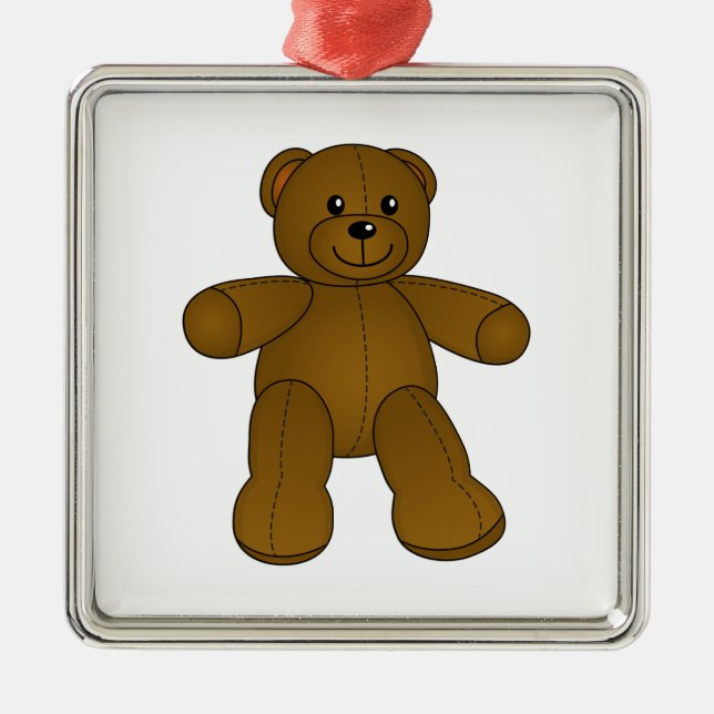 Cute brown teddy bear metal tree decoration (Front)
