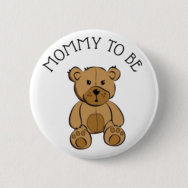 Cute Brown Teddy Bear Mum to be Button (Front)