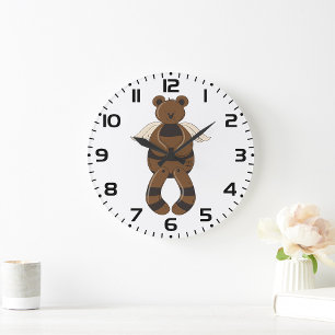 Cute Brown Teddy Bear with Angel Wings  Large Clock