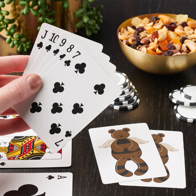 Cute Brown Teddy Bear with Angel Wings  Playing Cards (Creator Uploaded)