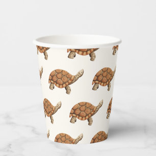 Cute Brown Tortoise Birthday Paper Cups