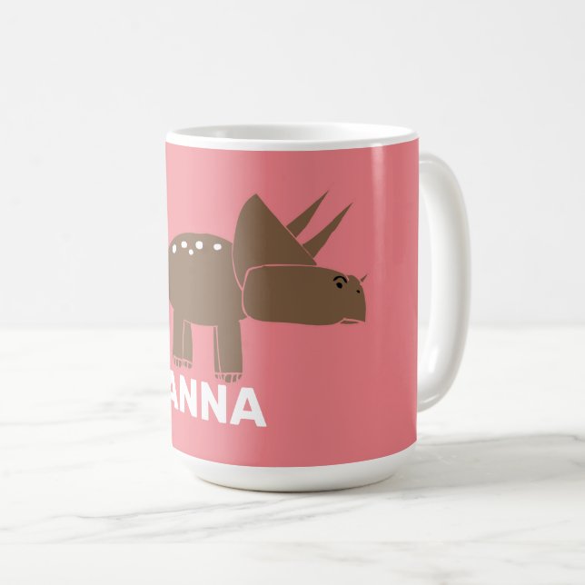 Cute Brown Triceratops Dinosaur For Kids  Coffee Mug (Front Right)