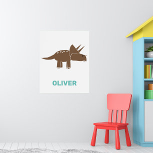 Cute Brown Triceratops Dinosaur For Kids Dino Boy  Poster