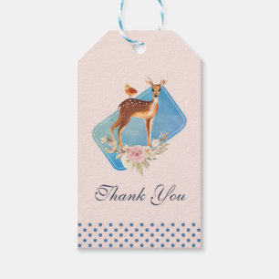 Cute Brown Watercolor Deer Rustic Thank You Gift Tags