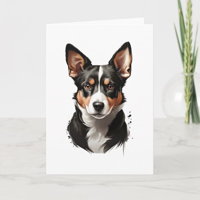 Cute Brown White Black Dog Puppy Blank Greeting  Card (Front)