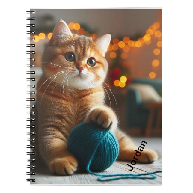 Cute brown- white cat   spiral notebook (Front)