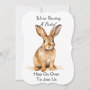 Cute Brown Woodland Hare Personalised Invitation