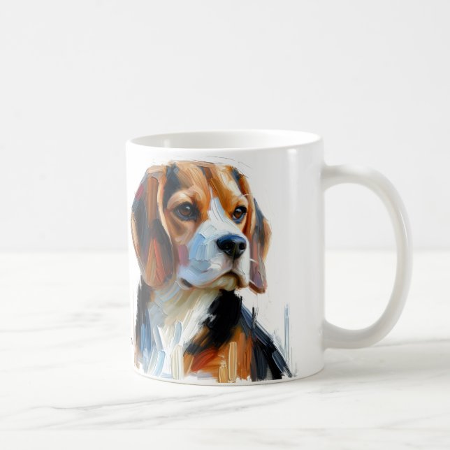 Cute Browns and Black Portrait Of Beagle  Coffee Mug (Right)