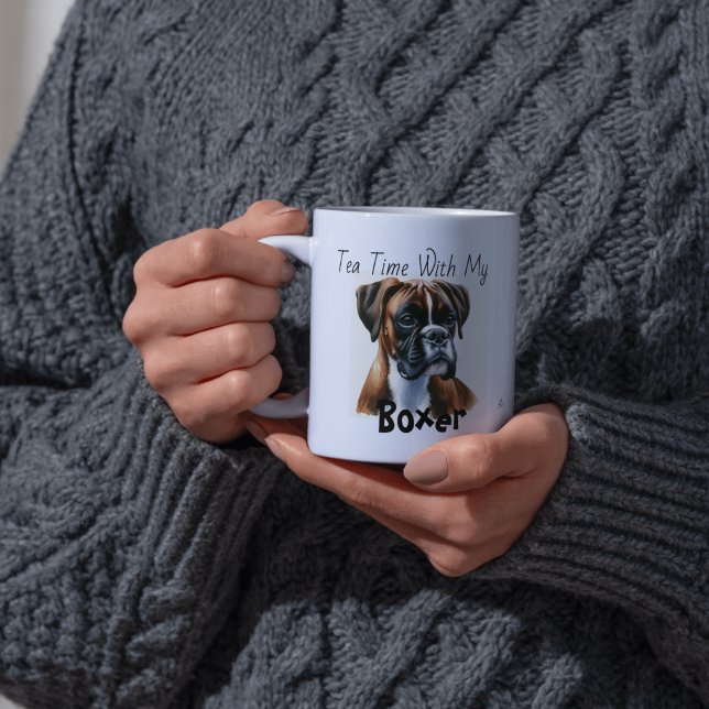 Cute Browns Tea Time With My Boxer  Coffee Mug (Creator Uploaded)