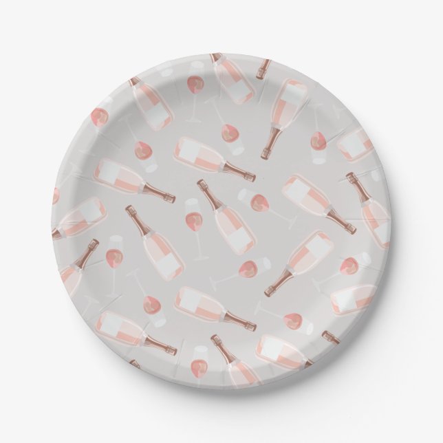 Cute Brunch and Bubbly Champagne Pattern Paper Pla Paper Plate (Front)