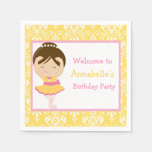 Cute Brunette Ballerina Birthday Party Napkin