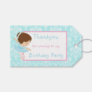 Cute Brunette Ballerina 'Thank You' Gift Tag