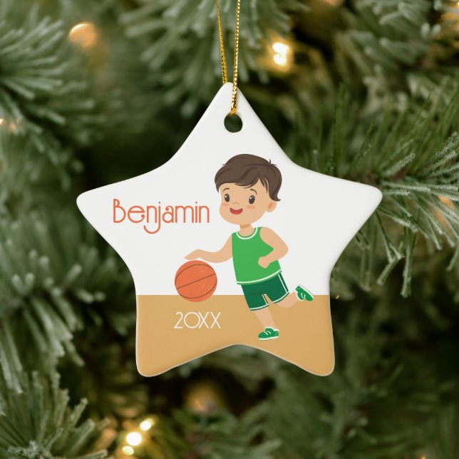 Cute Brunette Boy Ceramic Tree Decoration (Tree)