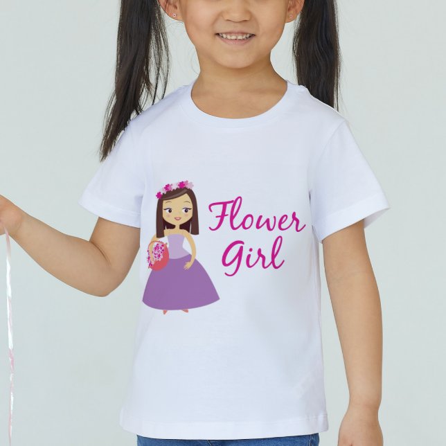 Cute Brunette Flower Girl With Flower Basket Baby T-Shirt (Creator Uploaded)