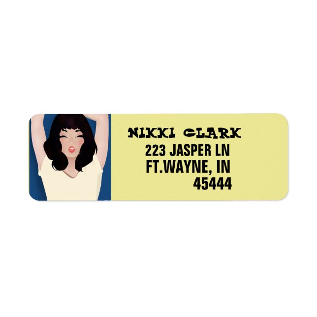 CUTE BRUNETTE GIRL RETURN ADDRESS LABELS (Front)