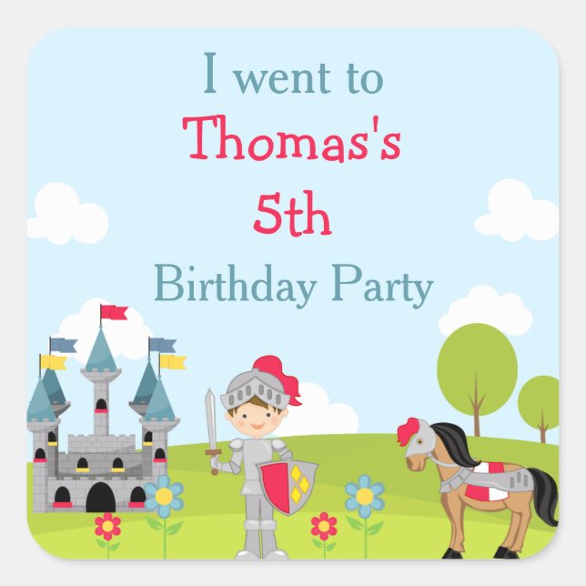 Cute Brunette Knight 'I went to' Square Sticker (Front)