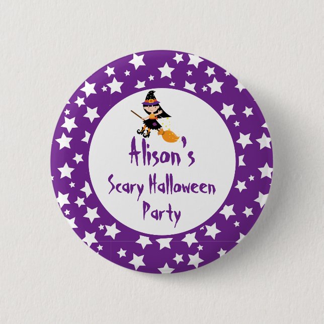 Cute Brunette Witch Halloween Party 6 Cm Round Badge (Front)