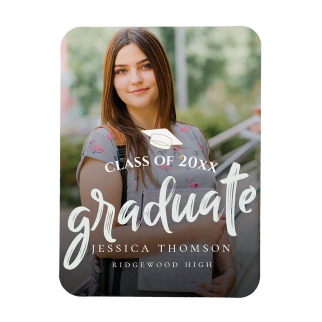 Cute Brush Font Class Of 2025 Graduate Photo Magnet (Vertical)