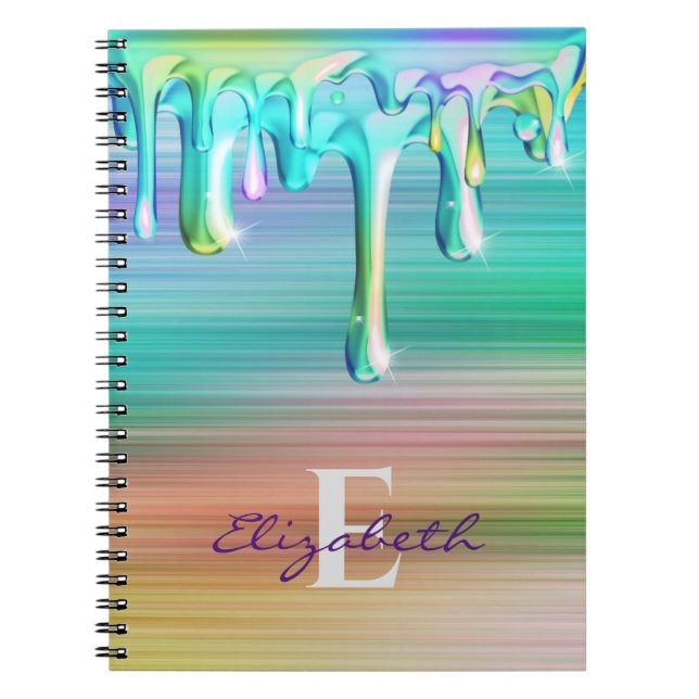 Cute Brushed Gradient Metal Ice Cream Drips  Notebook (Front)