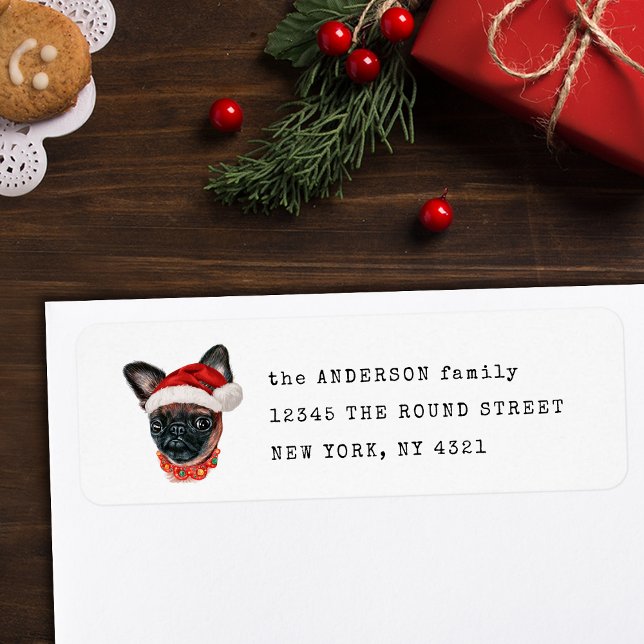 Cute Brussels Griffon Christmas Dog Return Address (Creator Uploaded)