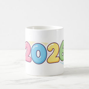 Cute Bubble 2026 Typography – Candy Gloss Pastel Coffee Mug