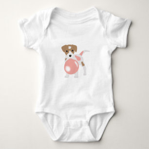 Cute Bubble Gum Dog Puppy Blowing Bubble Baby Bodysuit