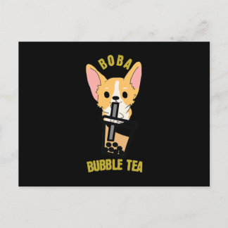 Cute Bubble Tea Boba Milk Tea Anime Corgi Postcard