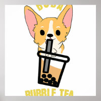 Cute Bubble Tea Boba Milk Tea Anime Corgi