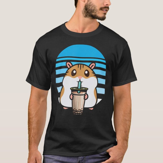 Cute Bubble Tea Hamster   Boba Tea Fanatic Hamster T-Shirt (Front)