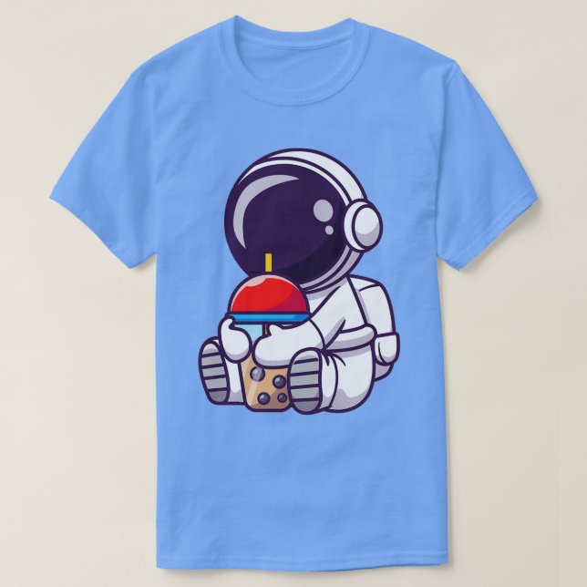 Cute Bubble Tea In Space T-Shirt (Design Front)