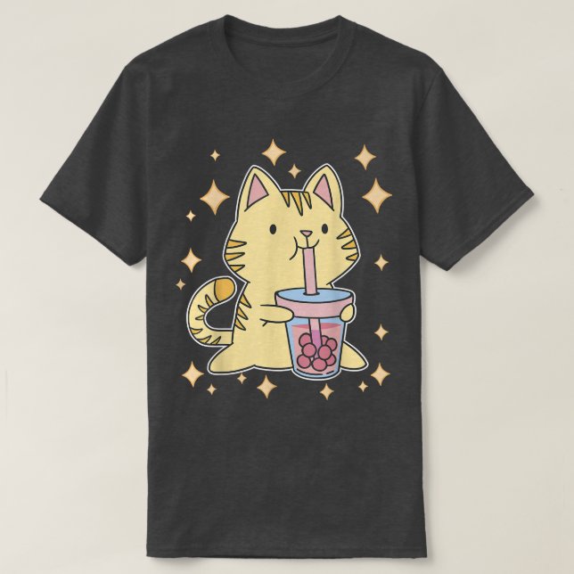 Cute Bubble Tea Kitty Kawaii Boba Tea Cat Japan Sw T-Shirt (Design Front)
