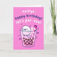 Cute Bubble Tea Party Pun Cartoon Birthday