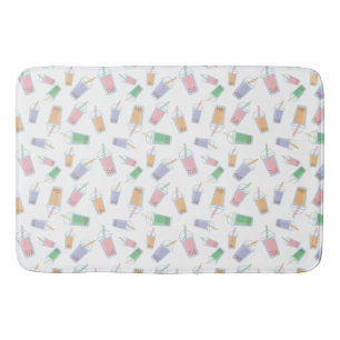 Cute Bubble Tea Pattern Pastel Soft Colours Baby Bath Mat