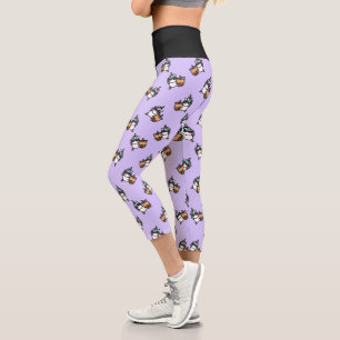 Cute Bubble Tea & Unicorn Capri Leggings