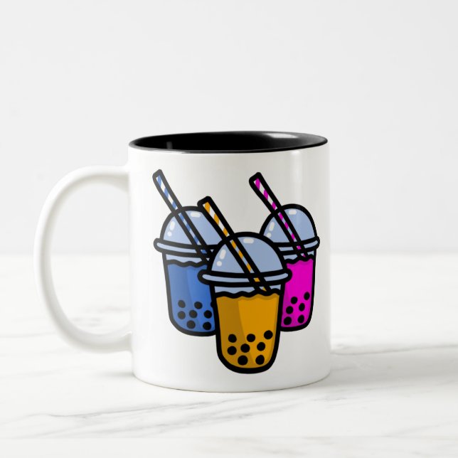 cute bubble teas Two-Tone coffee mug (Left)
