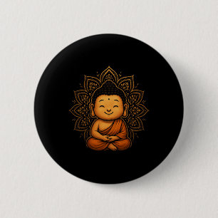 Cute Buddha By Meditating Peaceful Yoga Design 6 Cm Round Badge