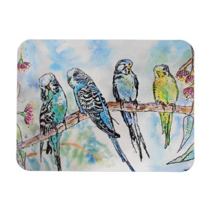 Cute Budgie budgies bird Watercolour Art Magnet